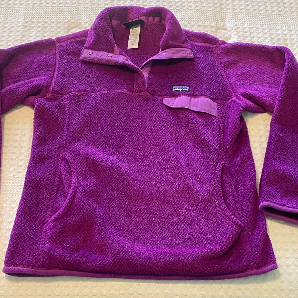 Patagonia Vibrant Purple Fleece ReTool T-Snap pullover EUC medium
